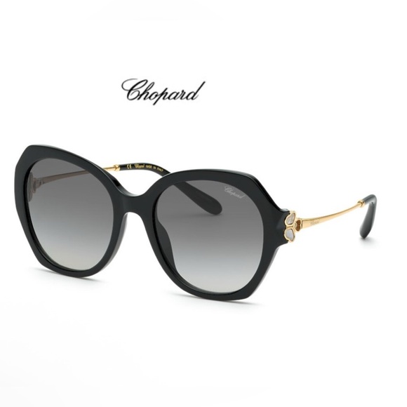 NEW Chopard Black Sl Grey Butterfly Ladies Sunglasses SCH354V 0700 54IN BOX